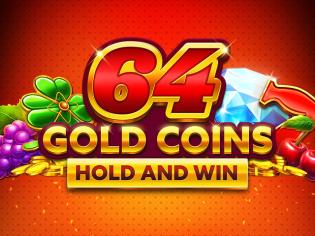 Slot 64 Gold Coins with a golden coin-filled background