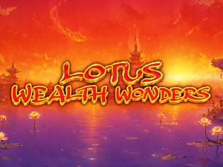 Slot Lotus Wealth Wonders with a fiery lotus background