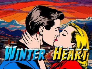 Slot Winter Hearts featuring a couple in a comic-book style